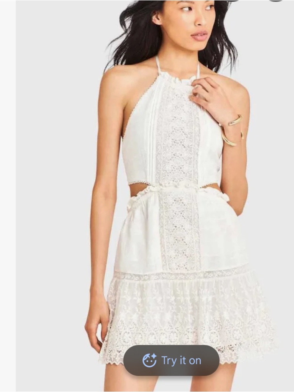 LoveShackFancy White Lace Halter Mini Dress!